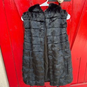 New Karl Lagerfeld long Fur Vest Hoodie! Size XS
